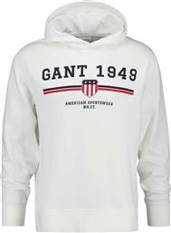 ΑΝΔΡΙΚΗ ΜΠΛΟΥΖΑ ΦΟΥΤΕΡ ΜΕ ΚΟΥΚΟΥΛΑ ΚΑΙ GRAPHIC LOGO REGULAR FIT - 2067042 ΛΕΥΚΟ GANT