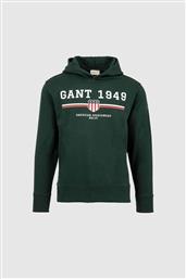 ΑΝΔΡΙΚΗ ΜΠΛΟΥΖΑ ΦΟΥΤΕΡ ΜΕ ΚΟΥΚΟΥΛΑ ΚΑΙ GRAPHIC LOGO REGULAR FIT - 2067042 ΠΡΑΣΙΝΟ ΣΚΟΥΡΟ GANT