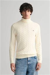 ΑΝΔΡΙΚΗ ΠΛΕΚΤΗ ΜΠΛΟΥΖΑ ΖΙΒΑΓΚΟ ΜΕ CABLE KNIT PATTERN ΚΑΙ ΚΕΝΤΗΜΕΝΟ ΛΟΓΟΤΥΠΟ REGULAR FIT - 8050607 ΚΡΕΜ GANT