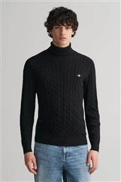 ΑΝΔΡΙΚΗ ΠΛΕΚΤΗ ΜΠΛΟΥΖΑ ΖΙΒΑΓΚΟ ΜΕ CABLE KNIT PATTERN ΚΑΙ ΚΕΝΤΗΜΕΝΟ ΛΟΓΟΤΥΠΟ REGULAR FIT - 8050607 ΜΑΥΡΟ GANT