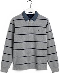 ΑΝΔΡΙΚΗ ΡΙΓΕ POLO ΜΠΛΟΥΖΑ BRETON STRIPE RUGBY - 2025024 ΓΚΡΙ GANT