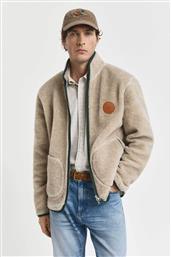 ΑΝΔΡΙΚΟ JACKET ΜΠΟΥΚΛΕ ΜΕ ΔΕΡΜΑΤΙΝΟ LOGO PATCH REGULAR FIT - 2067086 ΜΠΕΖ GANT