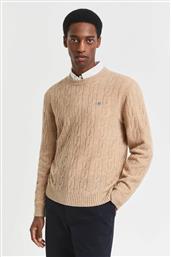ΑΝΔΡΙΚΟ ΜΑΛΛΙΝΟ ΠΟΥΛΟΒΕΡ ΜΕ CABLE KNIT PATTERN REGULAR FIT - 8050213 ΚΑΦΕ ΑΝΟΙΧΤΟ GANT
