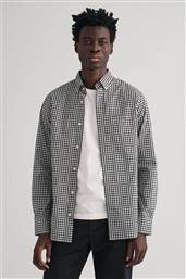 ΑΝΔΡΙΚΟ ΠΟΥΚΑΜΙΣΟ BUTTON DOWN CLASSIC POPLIN ΜΕ ΚΑΡΟ ΣΧΕΔΙΟ ΚΑΙ ΤΣΕΠΗ ΜΕ ΚΕΝΤΗΜΕΝΟ ΛΟΓΟΤΥΠΟ REGULAR FIT - 3000120 ΜΑΥΡΟ GANT