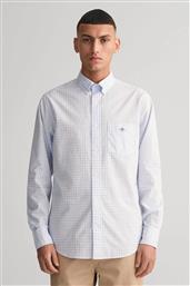 ΑΝΔΡΙΚΟ ΠΟΥΚΑΜΙΣΟ BUTTON DOWN CLASSIC POPLIN ΜΕ ΚΑΡΟ ΣΧΕΔΙΟ ΚΑΙ ΤΣΕΠΗ ΜΕ ΚΕΝΤΗΜΕΝΟ ΛΟΓΟΤΥΠΟ REGULAR FIT - 3000120 ΣΙΕΛ GANT