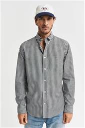 ΑΝΔΡΙΚΟ ΠΟΥΚΑΜΙΣΟ BUTTON DOWN CLASSIC POPLIN ΜΕ ΡΙΓΕ ΣΧΕΔΙΟ ΚΑΙ ΤΣΕΠΗ ΜΕ ΚΕΝΤΗΜΕΝΟ ΛΟΓΟΤΥΠΟ REGULAR FIT - 3000130 ΜΑΥΡΟ GANT