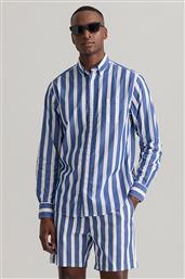 ΑΝΔΡΙΚΟ ΠΟΥΚΑΜΙΣΟ BUTTON DOWN ΜΕ ΡΙΓΕ ΣΧΕΔΙΟ ''WIDE STRIPE POPLIN'' - 3042730 ΜΠΛΕ GANT