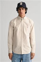 ΑΝΔΡΙΚΟ ΠΟΥΚΑΜΙΣΟ BUTTON DOWN OXFORD ΡΙΓΕ ΜΕ ΚΕΝΤΗΜΕΝΟ ΛΟΓΟΤΥΠΟ REGULAR FIT - 3000230 ΚΑΦΕ ΑΝΟΙΧΤΟ GANT