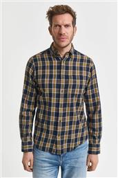 ΑΝΔΡΙΚΟ ΠΟΥΚΑΜΙΣΟ FLANNEL BUTTON DOWN ΜΕ ΚΑΡΟ ΣΧΕΔΙΟ ΚΑΙ ΤΣΕΠΗ ΚΑΙ ΚΕΝΤΗΜΕΝΟ ΛΟΓΟΤΥΠΟ REGULAR FIT - 3250242 ΜΠΛΕ ΣΚΟΥΡΟ GANT