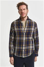 ΑΝΔΡΙΚΟ ΠΟΥΚΑΜΙΣΟ FLANNEL BUTTON DOWN ΜΕ ΚΑΡΟ ΣΧΕΔΙΟ ΚΑΙ ΤΣΕΠΗ ΚΑΙ ΚΕΝΤΗΜΕΝΟ ΛΟΓΟΤΥΠΟ REGULAR FIT - 3250243 ΜΠΛΕ ΣΚΟΥΡΟ GANT