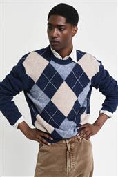 ΑΝΔΡΙΚΟ ΠΟΥΛΟΒΕΡ ΜΕ ARGYLE PATTERN REGULAR FIT - 8060094 ΜΠΛΕ ΣΚΟΥΡΟ GANT