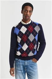 ΑΝΔΡΙΚΟ ΠΟΥΛΟΒΕΡ ΜΕ ARGYLE PATTERN REGULAR FIT - 8060102 ΜΠΛΕ ΣΚΟΥΡΟ GANT