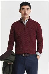ΑΝΔΡΙΚΟ ΠΟΥΛΟΒΕΡ ΜΕ CABLE KNIT PATTERN, ΦΕΡΜΟΥΑΡ 1/2 ΚΑΙ ΚΕΝΤΗΜΕΝΟ ΛΟΓΟΤΥΠΟ REGULAR FIT - 8050603 ΜΠΟΡΝΤΟ GANT