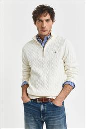 ΑΝΔΡΙΚΟ ΠΟΥΛΟΒΕΡ ΜΕ CABLE KNIT PATTERN, ΦΕΡΜΟΥΑΡ 1/2 ΚΑΙ ΚΕΝΤΗΜΕΝΟ ΛΟΓΟΤΥΠΟ REGULAR FIT - 8050603 ΚΡΕΜ GANT