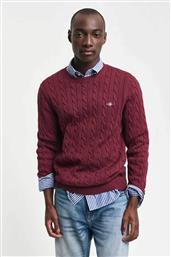 ΑΝΔΡΙΚΟ ΠΟΥΛΟΒΕΡ ΜΕ CABLE KNIT PATTERN ΚΑΙ ΚΕΝΤΗΜΕΝΟ ΛΟΓΟΤΥΠΟ REGULAR FIT - 8050601 ΜΠΟΡΝΤΟ GANT