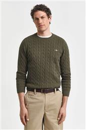 ΑΝΔΡΙΚΟ ΠΟΥΛΟΒΕΡ ΜΕ CABLE KNIT PATTERN ΚΑΙ ΚΕΝΤΗΜΕΝΟ ΛΟΓΟΤΥΠΟ REGULAR FIT - 8050601 ΧΑΚΙ GANT