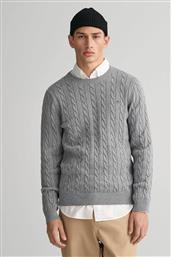ΑΝΔΡΙΚΟ ΠΟΥΛΟΒΕΡ ΜΕ CABLE KNIT PATTERN ΚΑΙ ΚΕΝΤΗΜΕΝΟ ΛΟΓΟΤΥΠΟ REGULAR FIT - 8050601 ΓΚΡΙ GANT από το NOTOS