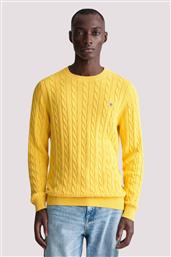 ΑΝΔΡΙΚΟ ΠΟΥΛΟΒΕΡ ΜΕ CABLE KNIT PATTERN ΚΑΙ ΚΕΝΤΗΜΕΝΟ ΛΟΓΟΤΥΠΟ REGULAR FIT - 8050601 ΚΙΤΡΙΝΟ GANT