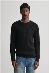 ΑΝΔΡΙΚΟ ΠΟΥΛΟΒΕΡ ΜΕ CABLE KNIT PATTERN ΚΑΙ ΚΕΝΤΗΜΕΝΟ ΛΟΓΟΤΥΠΟ REGULAR FIT - 8050601 ΜΑΥΡΟ GANT