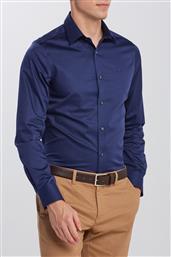 ΑΝΔΡΙΚΟ ΣΑΤΕΝ ΠΟΥΚΑΜΙΣΟ ΜΟΝΟΧΡΩΜΟ SLIM FIT - 3063506 ΜΠΛΕ ΣΚΟΥΡΟ GANT
