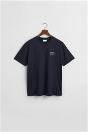 ΑΝΔΡΙΚΟ T-SHIRT ΜΕ SMALL LOGO ΚΑΙ LETTERING REGULAR FIT - 2003300 ΜΠΛΕ ΣΚΟΥΡΟ GANT