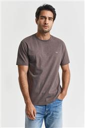 ΑΝΔΡΙΚΟ T-SHIRT ΜΟΝΟΧΡΩΜΟ ΜΕ ΚΕΝΤΗΜΕΝΟ ΛΟΓΟΤΥΠΟ REGULAR FIT - 2003184 ΚΑΦΕ ΑΝΟΙΧΤΟ GANT