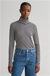 ΓΥΝΑΙΚΕΙΑ ΜΠΛΟΥΖΑ ΜΕ ΡΙΓΕ ΣΧΕΔΙΟ ΚΑΙ ΔΙΑΚΡΙΤΙΚΟ ΚΕΝΤΗΜΕΝΟ ΛΟΓΟΤΥΠΟ ΣΤΟ ΜΑΝΙΚΙ - 4200713 ΣΚΟΥΡΟ ΜΠΛΕ GANT