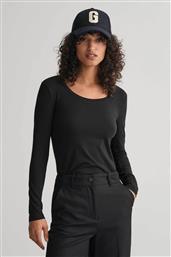 ΓΥΝΑΙΚΕΙΑ ΜΑΚΡΥΜΑΝΙΚΗ ΜΠΛΟΥΖΑ ΜΟΝΟΧΡΩΜΗ SLIM FIT - 4203492 ΜΑΥΡΟ GANT