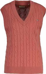 ΓΥΝΑΙΚΕΙΑ ΜΑΛΛΙΝΗ ΜΠΛΟΥΖΑ ΑΜΑΝΙΚΗ ΜΕ CABLE KNIT PATTERN ΚΑΙ ΚΕΝΤΗΜΕΝΟ ΛΟΓΟΤΥΠΟ REGULAR FIT - 4805429 ΚΕΡΑΜΙΔΙ GANT