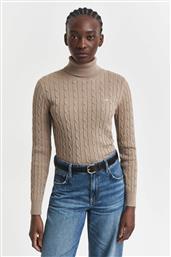 ΓΥΝΑΙΚΕΙΑ ΠΛΕΚΤΗ ΜΠΛΟΥΖΑ ΖΙΒΑΓΚΟ ΜΕ CABLE KNIT PATTERN ΚΑΙ ΚΕΝΤΗΜΕΝΟ ΛΟΓΟΤΥΠΟ SLIM FIT - 4800102 ΜΠΕΖ GANT