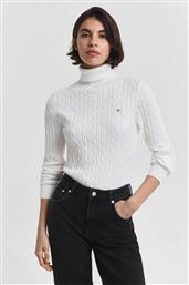 ΓΥΝΑΙΚΕΙΑ ΠΛΕΚΤΗ ΜΠΛΟΥΖΑ ΖΙΒΑΓΚΟ ΜΕ CABLE KNIT PATTERN ΚΑΙ ΚΕΝΤΗΜΕΝΟ ΛΟΓΟΤΥΠΟ SLIM FIT - 4800102 ΛΕΥΚΟ GANT