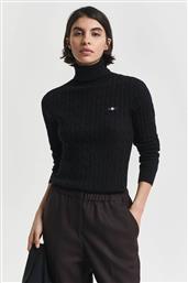 ΓΥΝΑΙΚΕΙΑ ΠΛΕΚΤΗ ΜΠΛΟΥΖΑ ΖΙΒΑΓΚΟ ΜΕ CABLE KNIT PATTERN ΚΑΙ ΚΕΝΤΗΜΕΝΟ ΛΟΓΟΤΥΠΟ SLIM FIT - 4800102 ΜΑΥΡΟ GANT