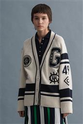 ΓΥΝΑΙΚΕΙΑ ΠΛΕΚΤΗ ΖΑΚΕΤΑ ΜΕ LOGO PATCHES ΚΑΙ ΣΧΕΔΙΑ ''VARSITY CARDIGAN'' - 4803120 ΚΡΕΜ GANT