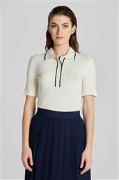 ΓΥΝΑΙΚΕΙΑ ΠΟΛΟ ΜΠΛΟΥΖΑ RIBBED ΜΕ CONTRAST ΛΕΠΤΟΜΕΡΕΙΕΣ SLIM FIT - 4200823 ΚΡΕΜ GANT από το NOTOS