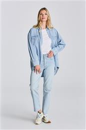 ΓΥΝΑΙΚΕΙΟ DENIM ΠΟΥΚΑΜΙΣΟ ΜΕ FLAP ΤΣΕΠΕΣ ΚΑΙ ΑΣΥΜΜΕΤΡΟ ΣΧΕΔΙΟ OVERSIZED FIT - 4300084 DENIM BLUE ΑΝΟΙΧΤΟ GANT