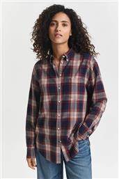 ΓΥΝΑΙΚΕΙΟ ΠΟΥΚΑΜΙΣΟ FLANNEL BUTTON DOWN ΜΕ ΚΑΡΟ ΣΧΕΔΙΟ RELAXED FIT - 4300560 ΜΠΛΕ ΣΚΟΥΡΟ GANT