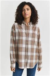 ΓΥΝΑΙΚΕΙΟ ΠΟΥΚΑΜΙΣΟ FLANNEL BUTTON DOWN ΜΕ ΚΑΡΟ ΣΧΕΔΙΟ RELAXED FIT - 4300560 ΚΡΕΜ GANT