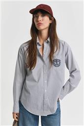 ΓΥΝΑΙΚΕΙΟ ΠΟΥΚΑΜΙΣΟ POPLIN BUTTON DOWN ΜΕ ΡΙΓΕ ΣΧΕΔΙΟ ΚΑΙ ΚΕΝΤΗΜΕΝΟ ΛΟΓΟΤΥΠΟ RELAXED FIT - 4300557 ΜΠΛΕ ΣΚΟΥΡΟ GANT