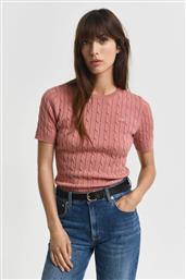 ΓΥΝΑΙΚΕΙΟ ΠΟΥΛΟΒΕΡ ΚΟΝΤΟΜΑΝΙΚΟ ΜΕ CABLE KNIT PATTERN ΚΑΙ ΚΕΝΤΗΜΕΝΟ ΛΟΓΟΤΥΠΟ SLIM FIT - 4800105 ΚΕΡΑΜΙΔΙ GANT