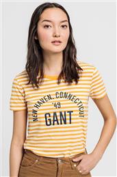 ΓΥΝΑΙΚΕΙΟ T-SHIRT ΜΕ ΡΙΓΕΣ ΚΑΙ LOGO LETTER PRINT - 4202445 ΚΙΤΡΙΝΟ GANT