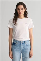 ΓΥΝΑΙΚΕΙΟ T-SHIRT ΜΟΝΟΧΡΩΜΟ ΜΕ ΚΕΝΤΗΜΕΝΟ ΛΟΓΟΤΥΠΟ REGULAR FIT - 4200200 ΛΕΥΚΟ GANT