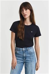 ΓΥΝΑΙΚΕΙΟ T-SHIRT ΜΟΝΟΧΡΩΜΟ ΜΕ ΚΕΝΤΗΜΕΝΟ ΛΟΓΟΤΥΠΟ REGULAR FIT - 4200200 ΜΑΥΡΟ GANT