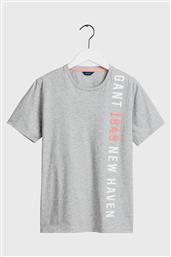 ΠΑΙΔΙΚΟ T-SHIRT ΜΟΝΟΧΡΩΜΟ ΜΕ ΚΑΘΕΤΟ LOGO PRINT - 905159 ΓΚΡΙ GANT