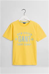 ΠΑΙΔΙΚΟ T-SHIRT ΜΟΝΟΧΡΩΜΟ ΜΕ LOGO PRINT ''EAST COAST'' - 905161 ΚΙΤΡΙΝΟ GANT