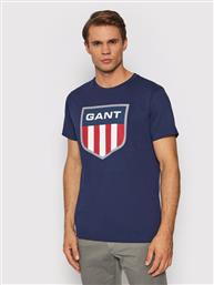 T-SHIRT RETRO SHIELD 2003112 ΣΚΟΥΡΟ ΜΠΛΕ REGULAR FIT GANT