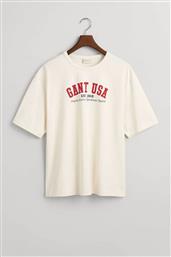 UNISEX T-SHIRT ΜΕ GRAPHIC LOGO PRINT RELAXED FIT ''USA'' - 2007069 ΚΡΕΜ GANT