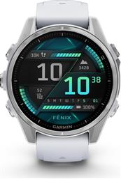 SMARTWATCH FENIX 8 43MM - SILVER WITH WHITESTONE SILICONE BAND GARMIN