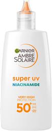 AMBRE SOLAIRE SUPER UV NIACINAMIDE ANTI-IMPERFECTIONS FLUID SPF50+ ΑΝΤΗΛΙΑΚΟ ΠΡΟΣΩΠΟΥ ΜΕ ΝΙΑΣΙΝΑΜΙΔΗ ΚΑΤΑ ΤΩΝ ΑΤΕΛΕΙΩΝ ΠΟΛΥ ΥΨΗΛΗΣ ΠΡΟΣΤΑΣΙΑΣ 40ML GARNIER