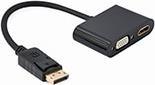 A-DPM-HDMIFVGAF-01 DISPLAYPORT MALE TO HDMI FEMALE + VGA FEMALE ADAPTER CABLE BLACK GEMBIRD