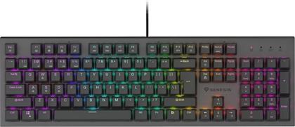 THOR 303 GAMING ΜΗΧΑΝΙΚΟ ΕΝΣΥΡΜΑΤΟ USB ΠΛΗΚΤΡΟΛΟΓΙΟ RGB ΜΑΥΡΟ (US) GENESIS
